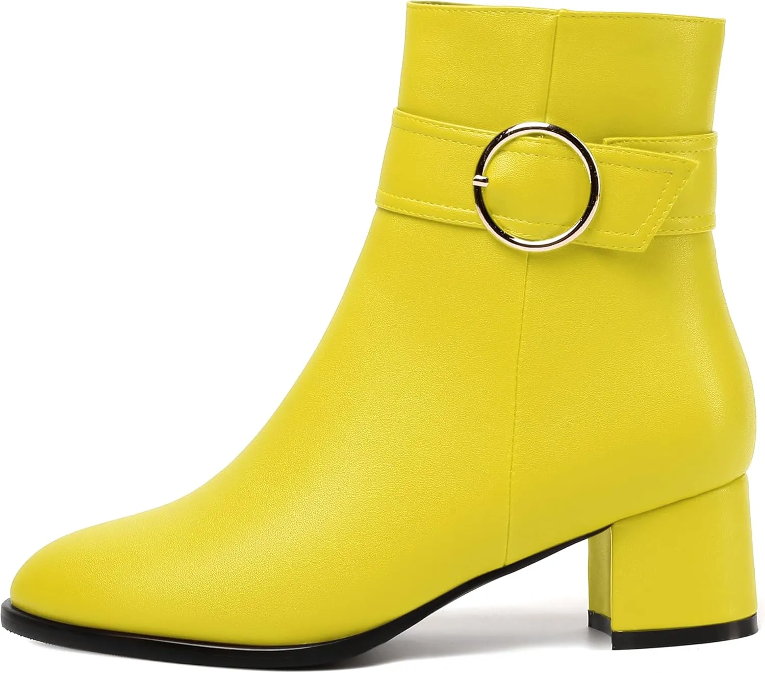 NUMALEO Womens Matte Zip Fashion Round Toe Party Solid Chunky Low Heel Ankle High Boots 2 Inch