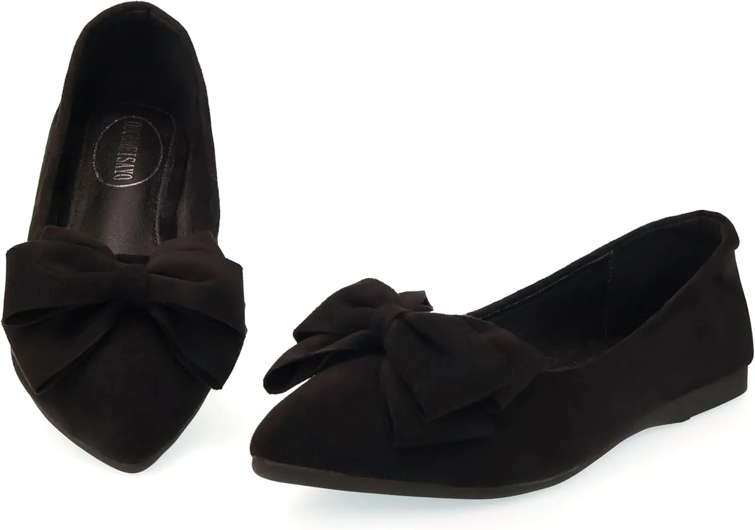 ODORHEISAYO Women's Dress Shoes for Women Office Shoes, Suede Ballet Flats Shoes Dressy, Casual Bows Flats for Women, Soft Slip ons Womens Shoes Dressy for Holiday Wedding Work Party