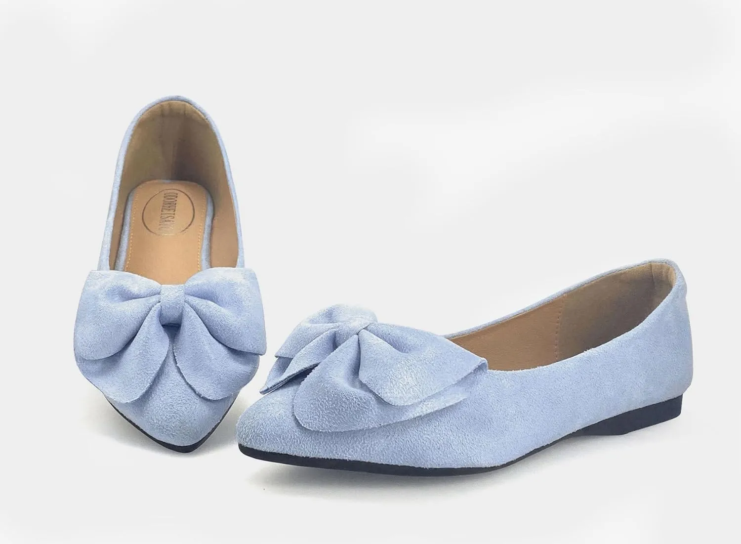 ODORHEISAYO Women's Dress Shoes for Women Office Shoes, Suede Ballet Flats Shoes Dressy, Casual Bows Flats for Women, Soft Slip ons Womens Shoes Dressy for Holiday Wedding Work Party