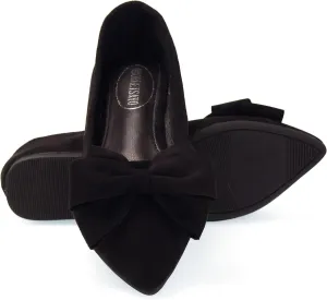ODORHEISAYO Women's Dress Shoes for Women Office Shoes, Suede Ballet Flats Shoes Dressy, Casual Bows Flats for Women, Soft Slip ons Womens Shoes Dressy for Holiday Wedding Work Party