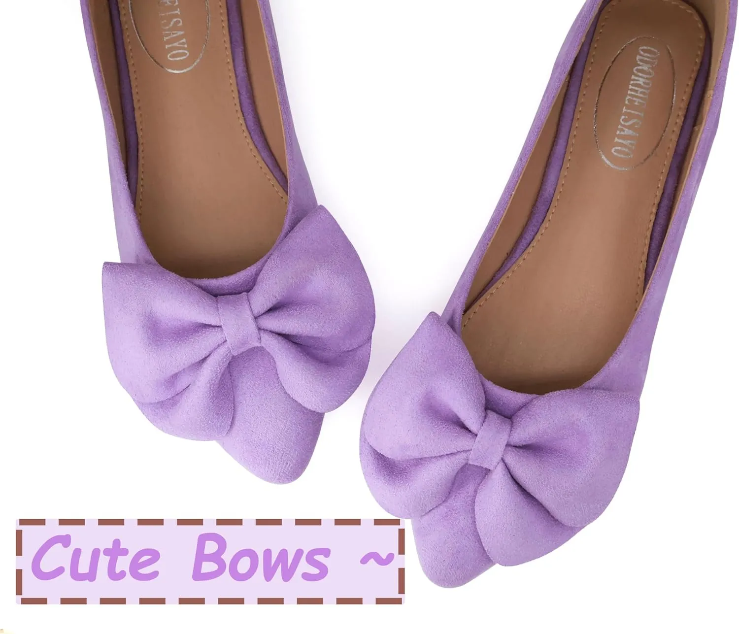 ODORHEISAYO Women's Dress Shoes for Women Office Shoes, Suede Ballet Flats Shoes Dressy, Casual Bows Flats for Women, Soft Slip ons Womens Shoes Dressy for Holiday Wedding Work Party