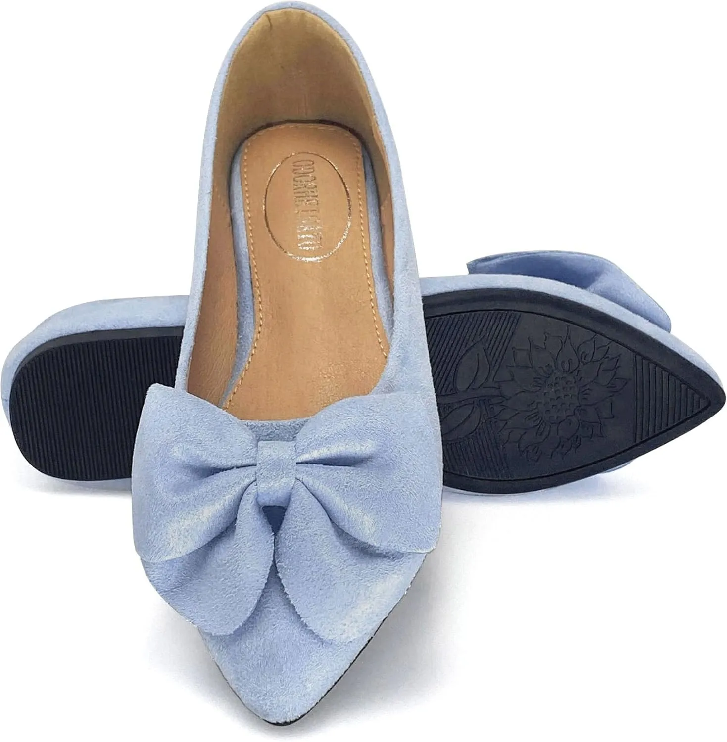 ODORHEISAYO Women's Dress Shoes for Women Office Shoes, Suede Ballet Flats Shoes Dressy, Casual Bows Flats for Women, Soft Slip ons Womens Shoes Dressy for Holiday Wedding Work Party