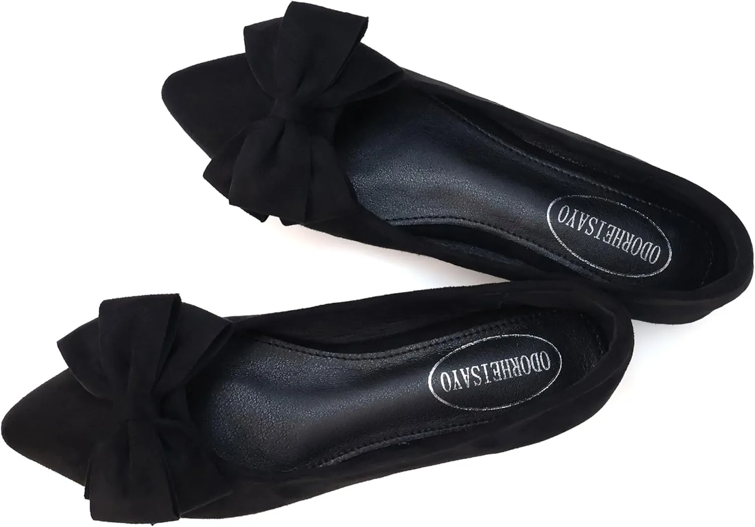 ODORHEISAYO Women's Dress Shoes for Women Office Shoes, Suede Ballet Flats Shoes Dressy, Casual Bows Flats for Women, Soft Slip ons Womens Shoes Dressy for Holiday Wedding Work Party