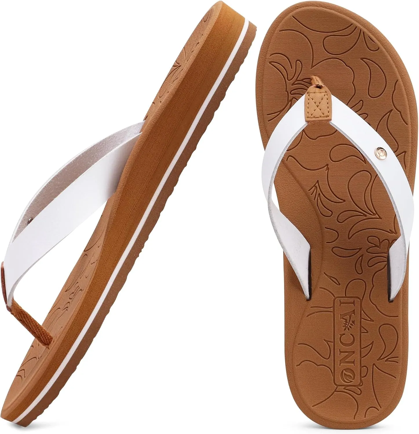 ONCAI Women's Flip Flops Arch Support Yoga Mat Summer Beach Woman Thong Sandals with Orthotic Rubber Soles(US Size 5-11)