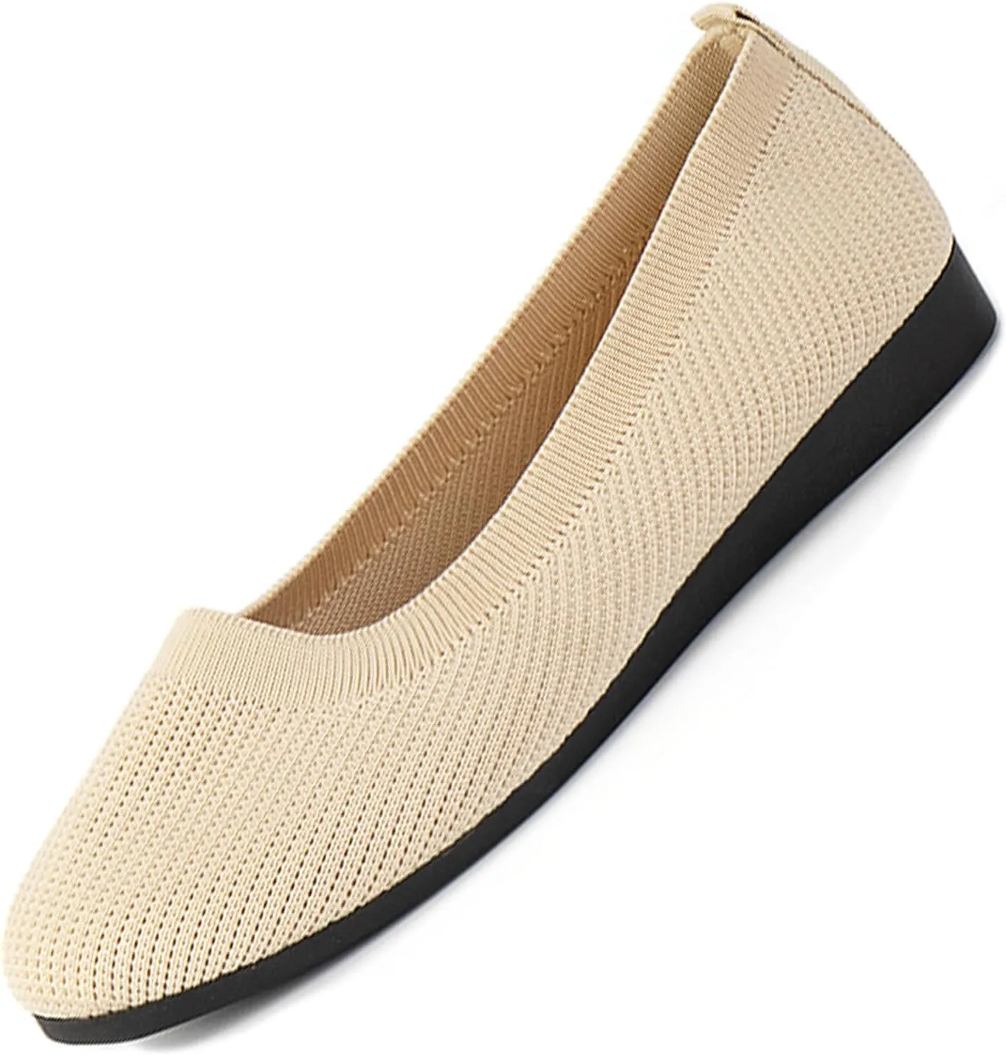 Optigard Women's Knitted Mesh Flat Shoes Round Toe Slip on Comfortable Dressy Ballet Flats Casual Soft Walking Work Shoes