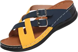 Orthopedic Sandals for Women with Arch Support Comfortable Wedge Summer Dressy Shoes Adjustable Buckle Straps Casual Lightweight Beach Vacation Walking Sandals