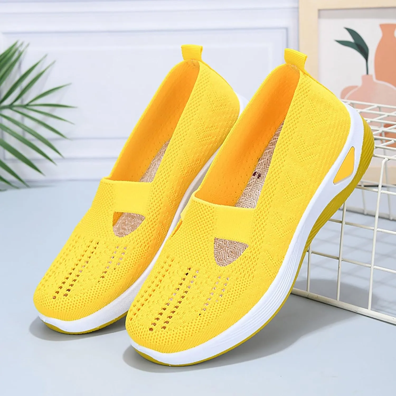 Orthopedic Walking Shoes for Women Slip On Sneakers with Arch Support Comfortable Casual Loafers Plantar Fasciitis Relief Foot Heel Pain Diabetic Feet