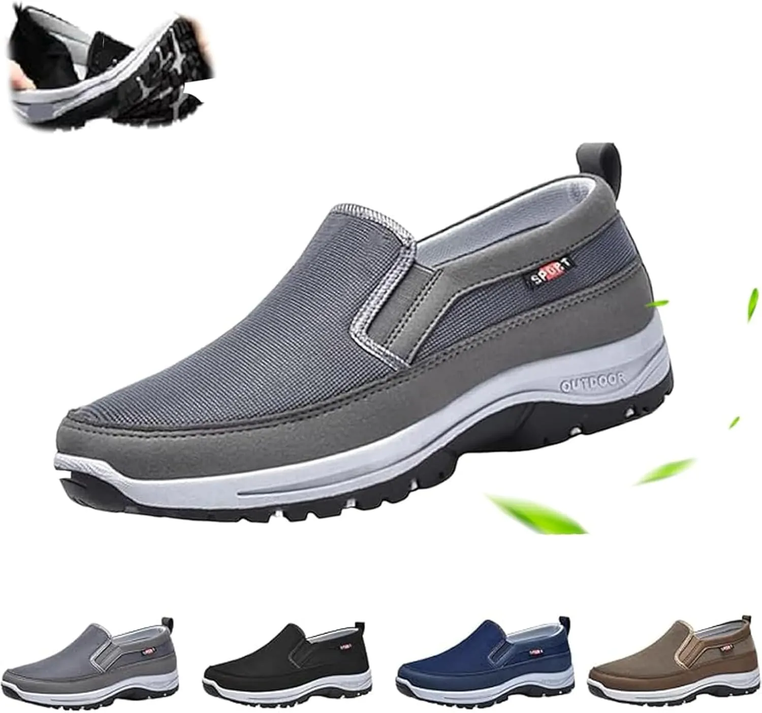 Orthowalkway Mens Shoes,Men's Arch Support Slip-on Canvas Loafers,Outdoor Casual Non Slip Orthopedic Sneakers Flats Boat Shoes