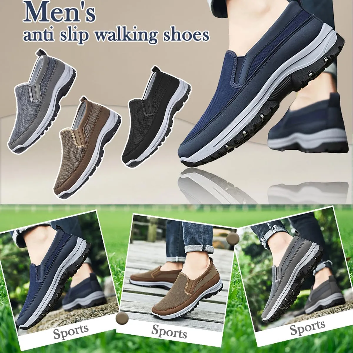 Orthowalkway Mens Shoes,Men's Arch Support Slip-on Canvas Loafers,Outdoor Casual Non Slip Orthopedic Sneakers Flats Boat Shoes