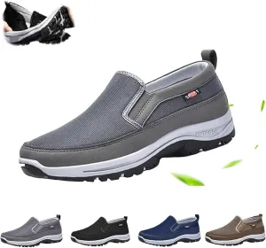 Orthowalkway Mens Shoes,Men's Arch Support Slip-on Canvas Loafers,Outdoor Casual Non Slip Orthopedic Sneakers Flats Boat Shoes