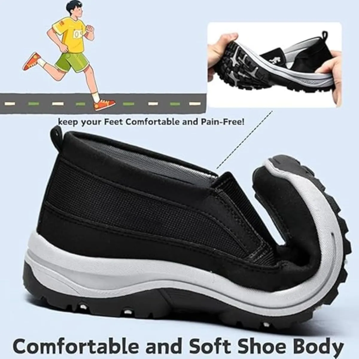 Orthowalkway Mens Shoes,Men's Arch Support Slip-on Canvas Loafers,Outdoor Casual Non Slip Orthopedic Sneakers Flats Boat Shoes