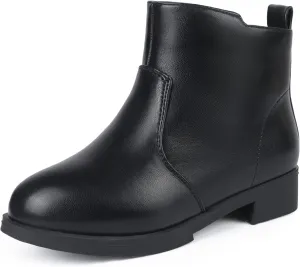 PANDANINJIA Girls Boots Kids Dress Short Ankle Booties Rhinestone Bowknot Zipper Shoes for Toddler Little Kids