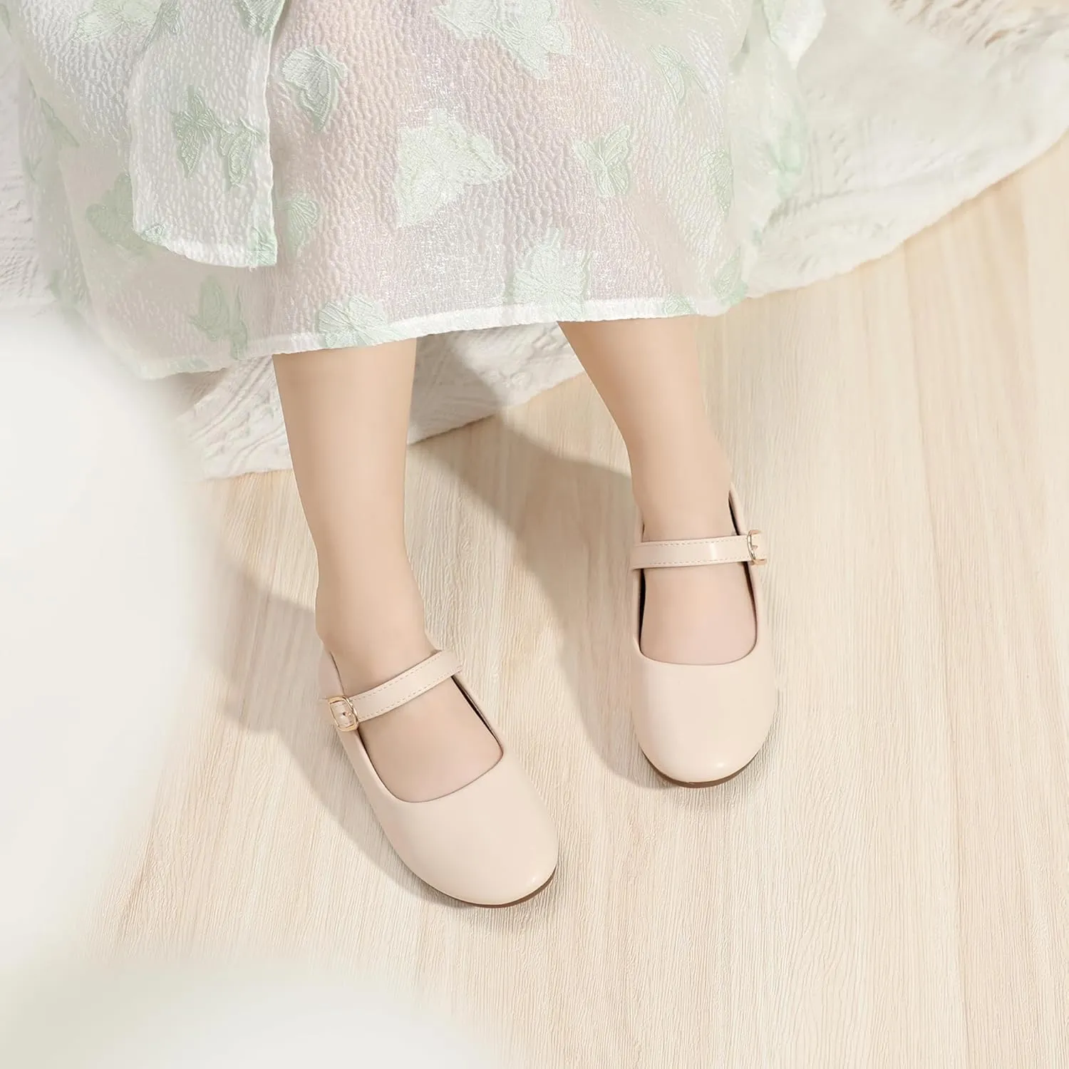 PANDANINJIA Girls Dress Shoes Flower Girl Ballet Pearl Flats Adela Wedding Party School for Toddler Little Kid