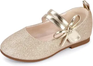 PANDANINJIA Naomi Girls Dress Shoes Mary Jane Ballet Flats Flower Girl Wedding Party Communion Shoes for Toddler Little Kid Big Kid