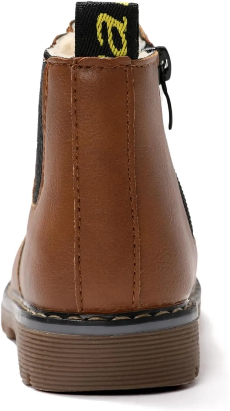 PATPAT Boys Girls Boots Waterproof Lace Up Kids Cowboy Boots Toddler Boots With Side Zipper for Toddler/Little Kid/Big Kid