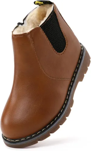 PATPAT Boys Girls Boots Waterproof Lace Up Kids Cowboy Boots Toddler Boots With Side Zipper for Toddler/Little Kid/Big Kid