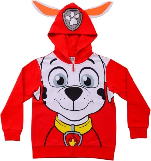 Paw Patrol Nickelodeon Marshall, Rubble or Chase Boys Zip Up Hoodie for Toddler and Little Kids