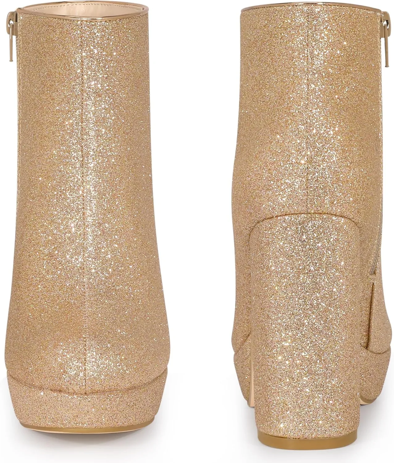 Perphy Glitter Platform Round Toe Chunky Heels Ankle Boots for Women