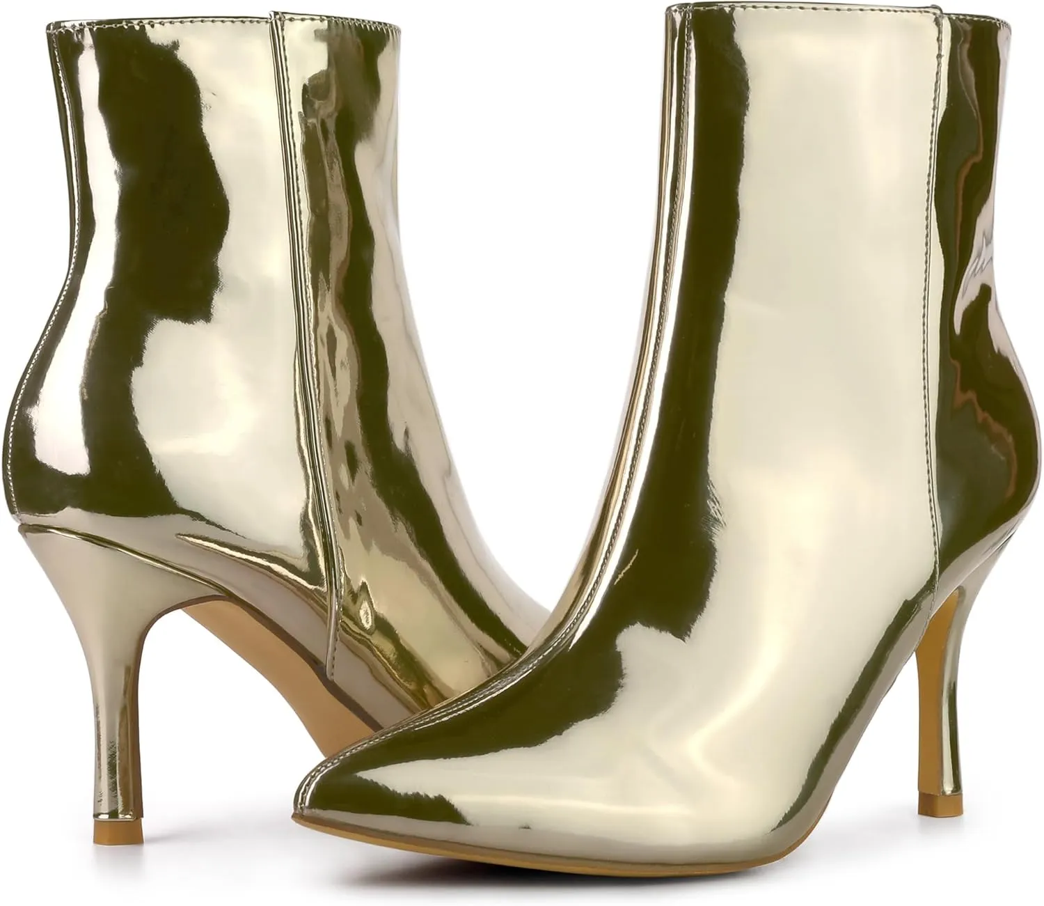 Perphy Patent Boot Pointy Toe Zipper Stiletto Heels Ankle Boots for Women