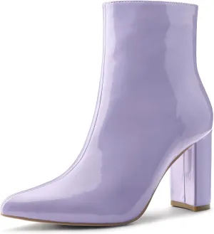 Perphy Pointed Toe Side Zip Chunky Heel Ankle Boots for Women