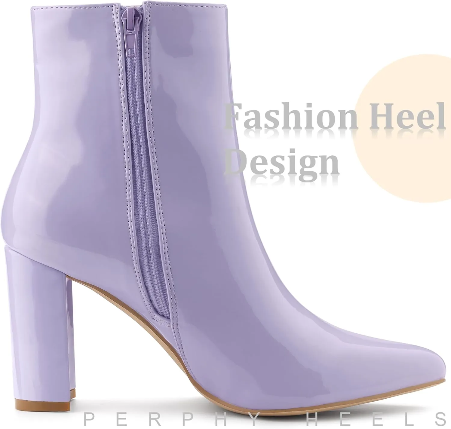 Perphy Pointed Toe Side Zip Chunky Heel Ankle Boots for Women