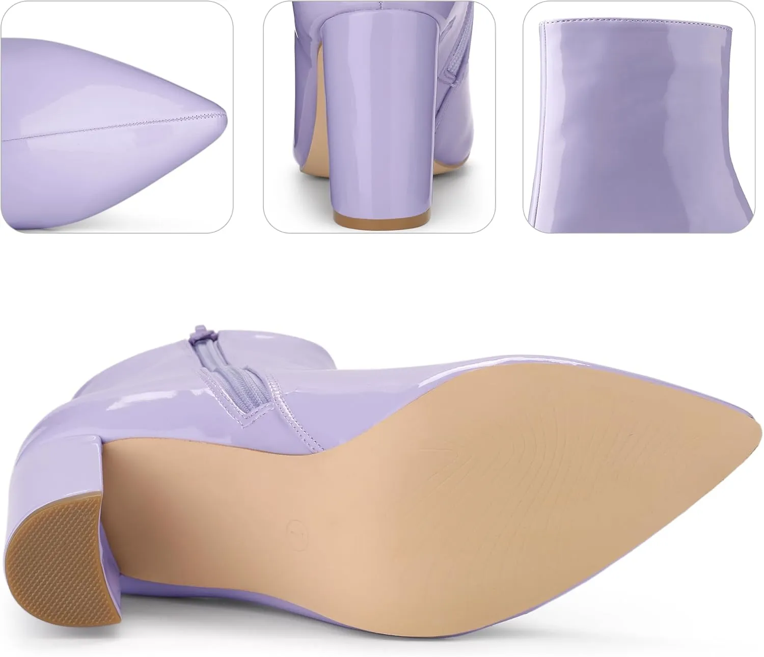 Perphy Pointed Toe Side Zip Chunky Heel Ankle Boots for Women