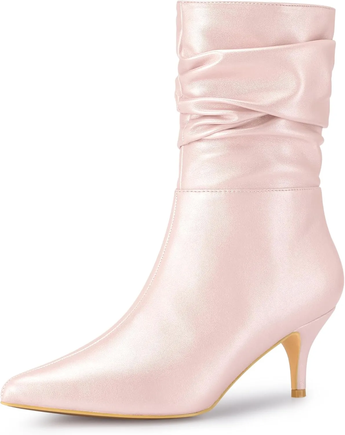 Perphy Pointed Toe Slouch Kitten Heel Boot Mid-Calf Boots for Women