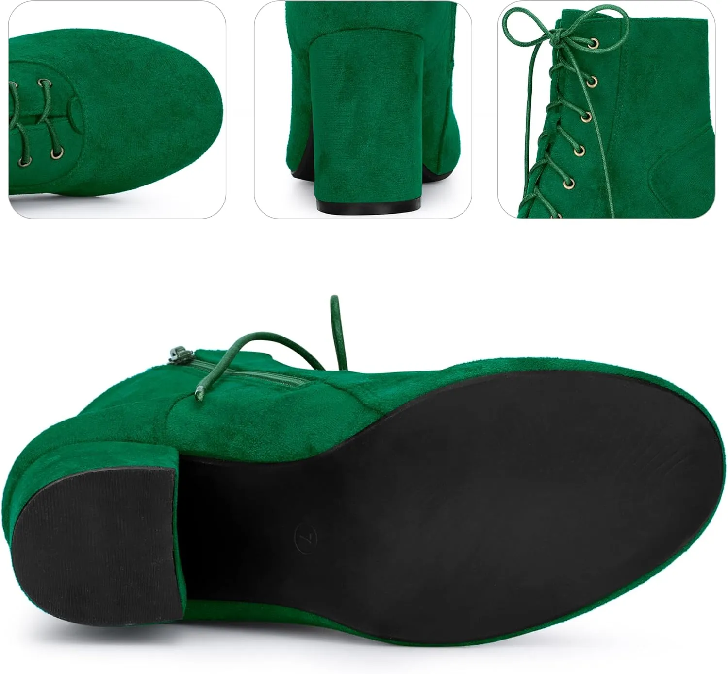 Perphy Round Toe Chunky High Heel Lace Up Ankle Boots for Women