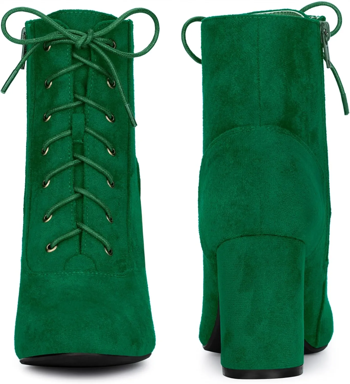 Perphy Round Toe Chunky High Heel Lace Up Ankle Boots for Women