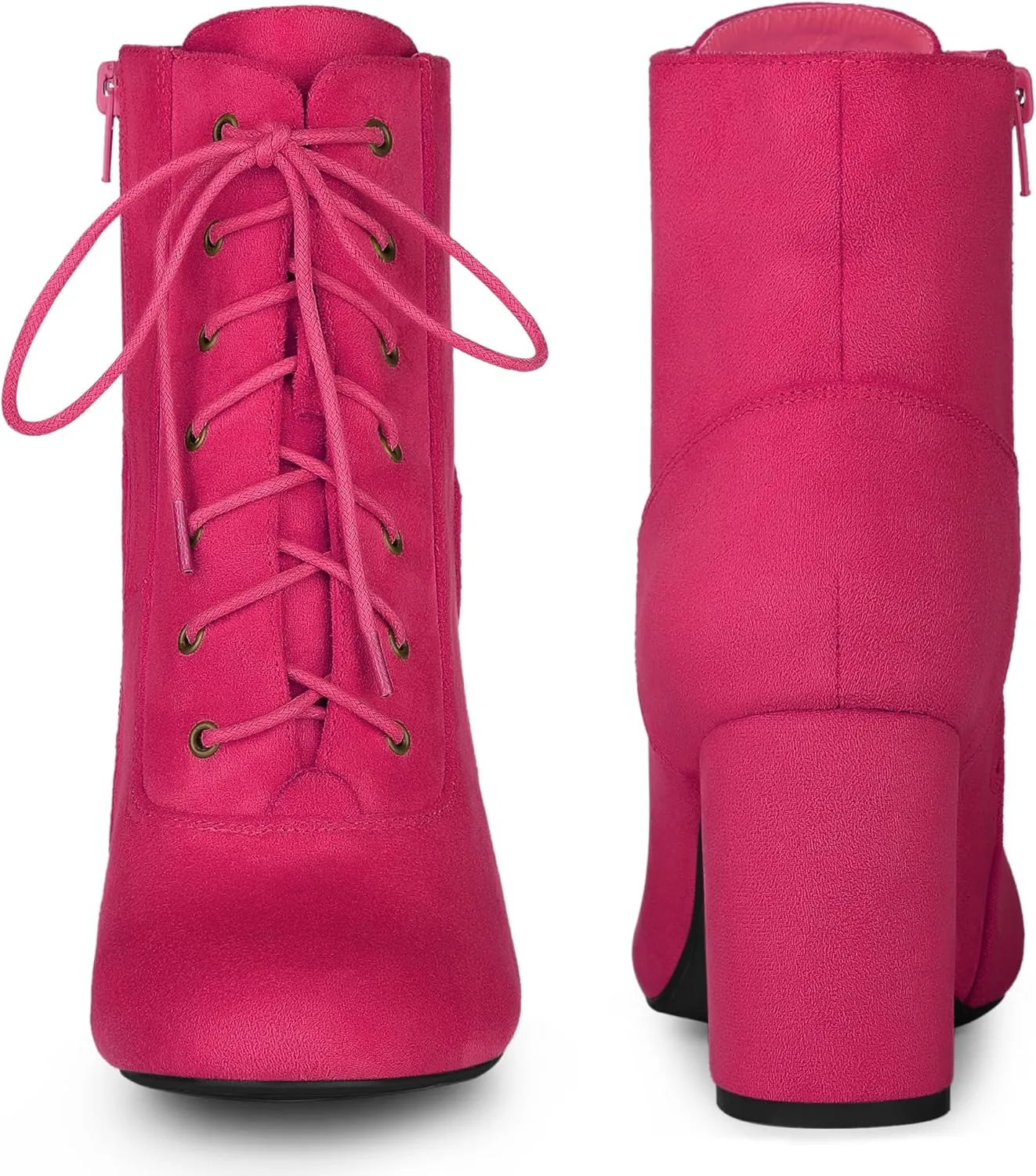 Perphy Round Toe Chunky High Heel Lace Up Ankle Boots for Women