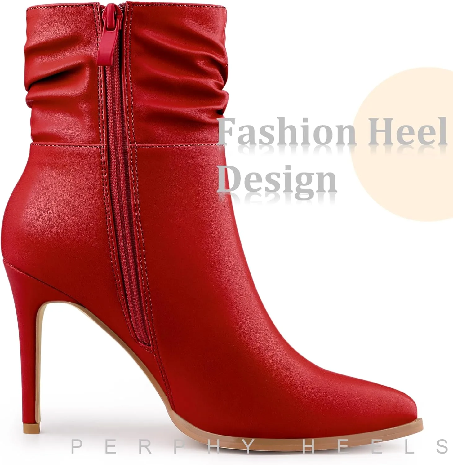 Perphy Slouch Pointed Toe Stiletto Heel Ankle Bootie Dressy Boots for Women