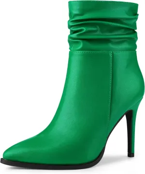 Perphy Slouch Pointed Toe Stiletto Heel Ankle Bootie Dressy Boots for Women