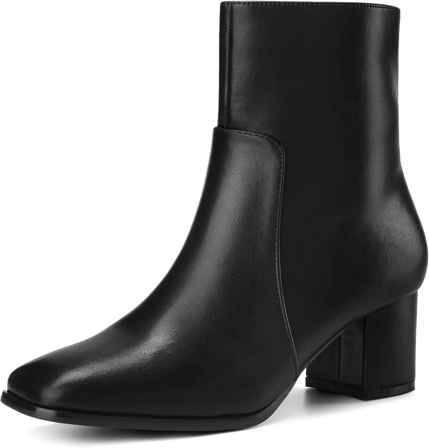 Perphy Square Toe Side Zip Chunky Heel Ankle Boots for Women