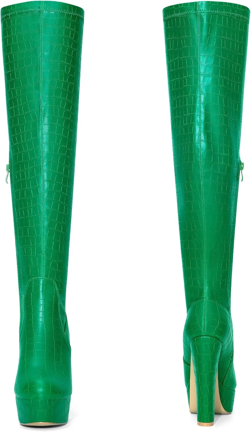 Perphy Stone Pattern Platform Boots Block Heels Over Knee Thigh High Boots for Women