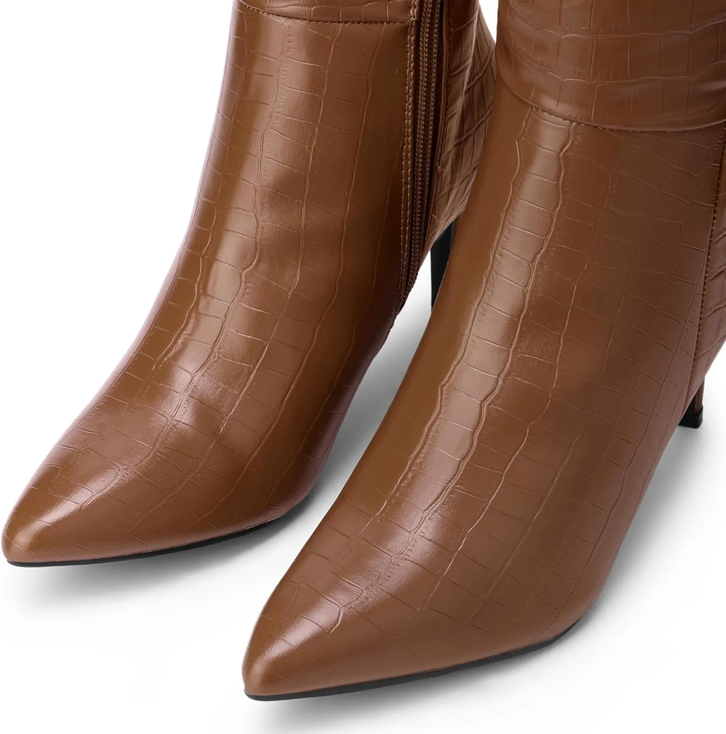 Perphy Stone Pattern Stiletto Heels Knee High Boots for Women