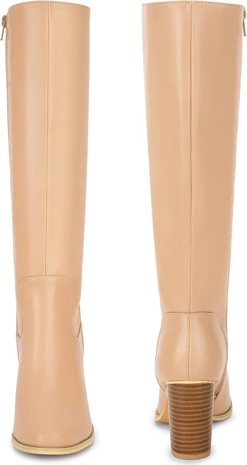 Perphy Tall Boot Chunky Block Heels Knee High Boots for Women