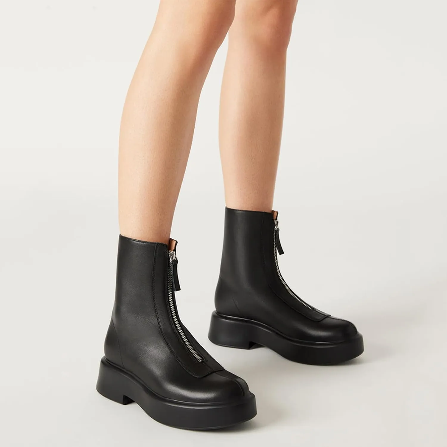 Platform Ankle Boots for Women Comfortable Chelsea Block Heel Booties with Zipper Casual Dressy Combat Mini Snow Boots