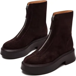 Platform Ankle Boots for Women Comfortable Chelsea Block Heel Booties with Zipper Casual Dressy Combat Mini Snow Boots