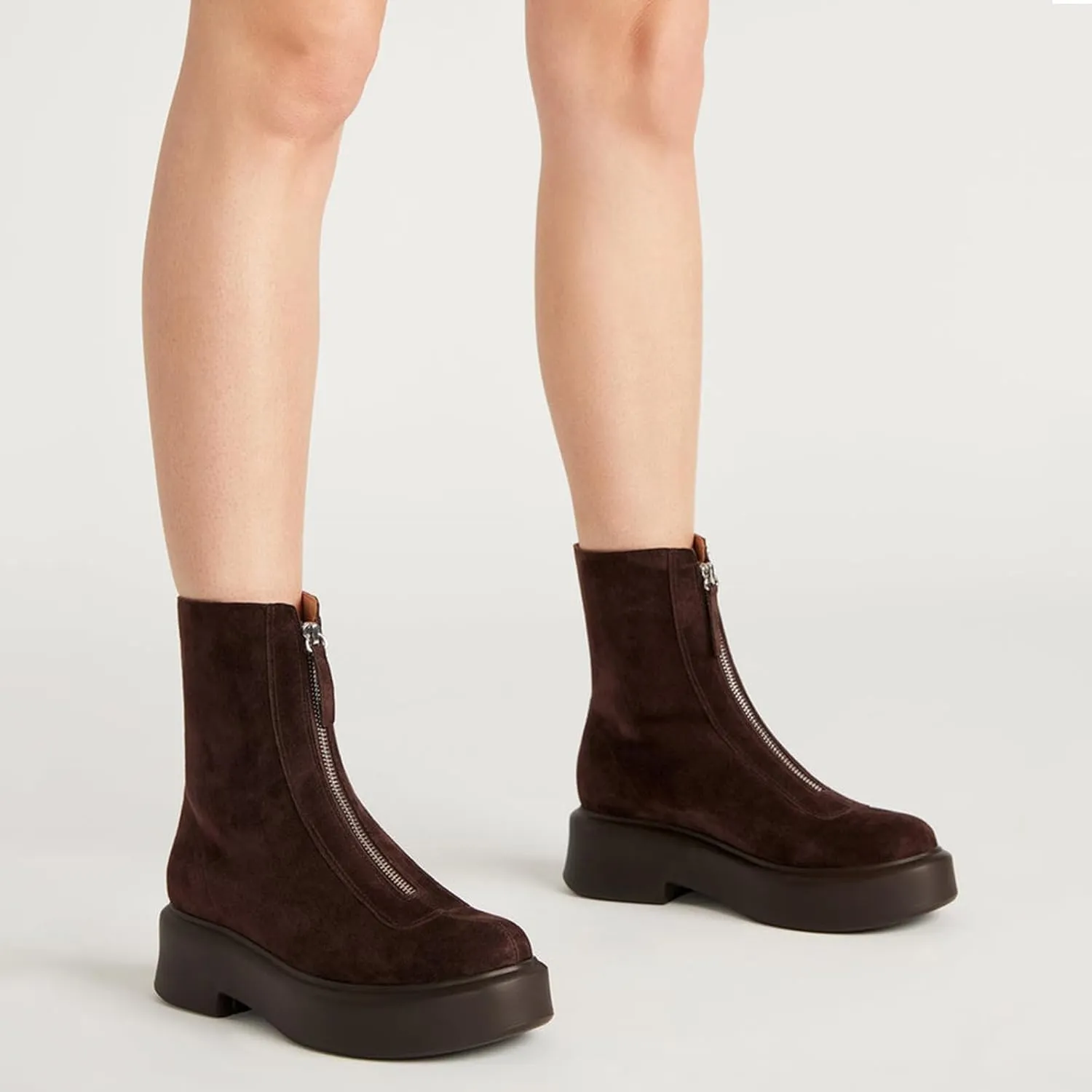 Platform Ankle Boots for Women Comfortable Chelsea Block Heel Booties with Zipper Casual Dressy Combat Mini Snow Boots