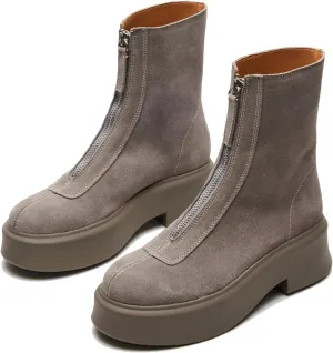 Platform Ankle Boots for Women Comfortable Chelsea Block Heel Booties with Zipper Casual Dressy Combat Mini Snow Boots