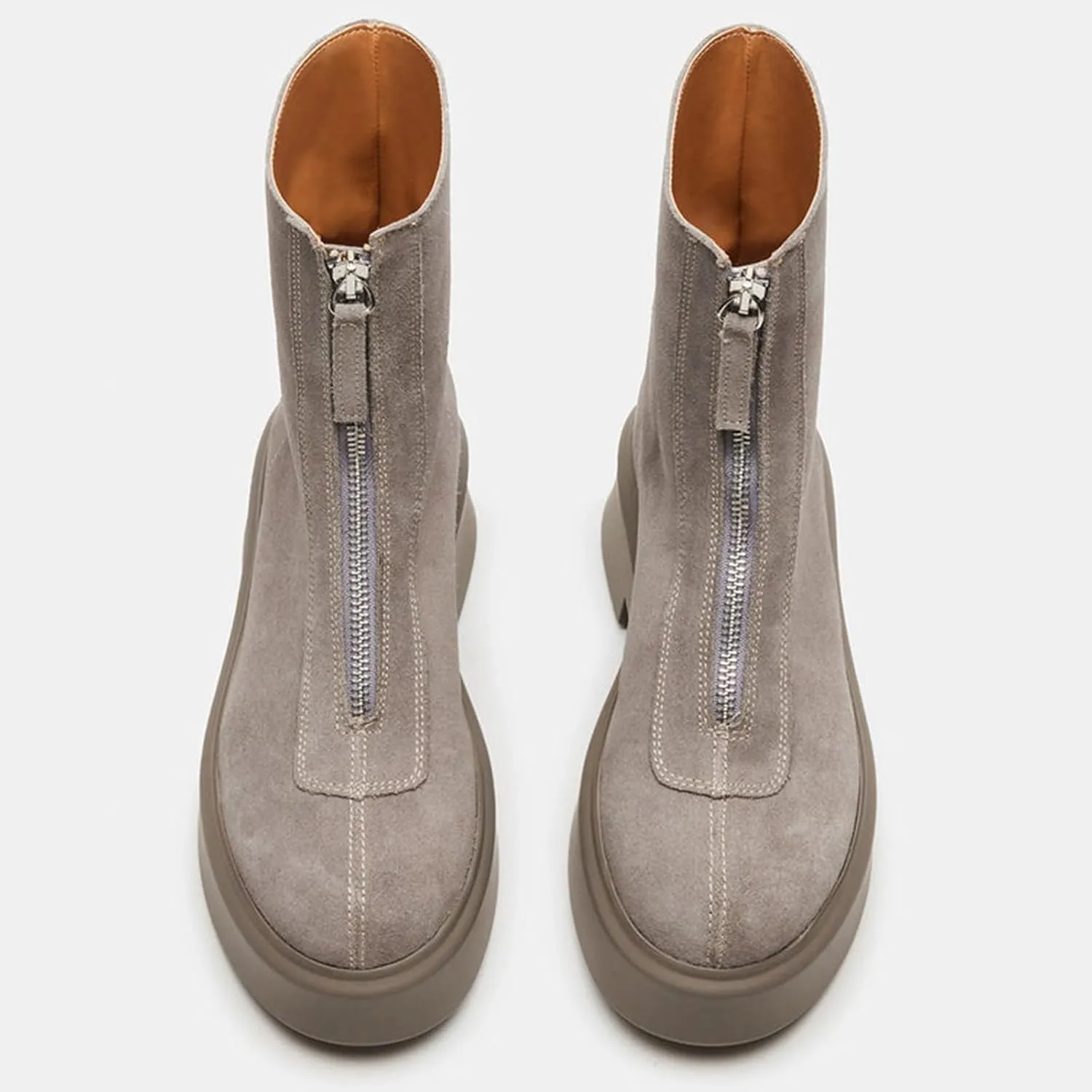 Platform Ankle Boots for Women Comfortable Chelsea Block Heel Booties with Zipper Casual Dressy Combat Mini Snow Boots