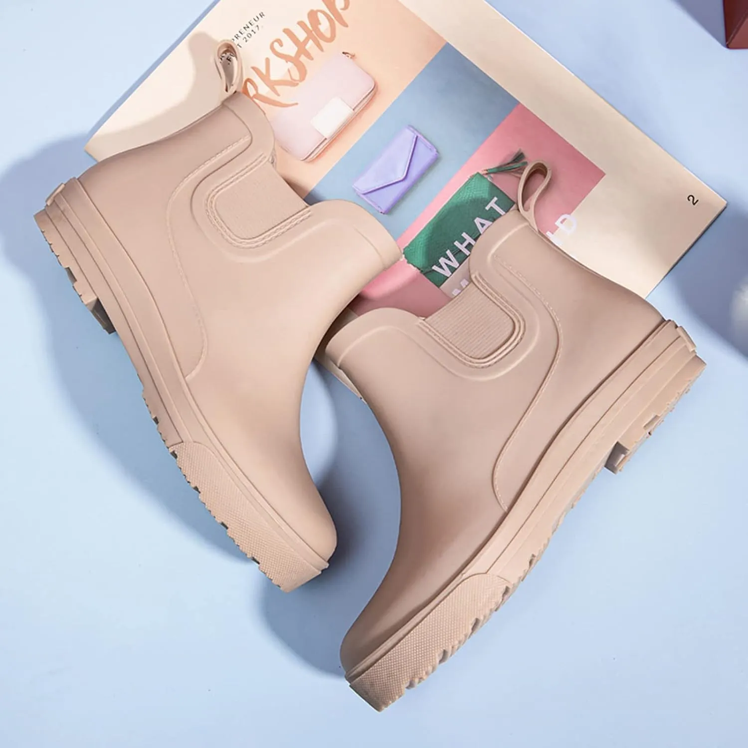 Platform Rain Boots Women Mens Grounded Footwear Booties Black Slip On Barefoot Shoes Short Rain Boots for Women Waterproof Garden Shoes White Cowgirl Boots