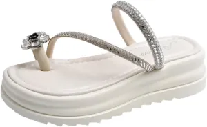 Platform Thick-soled Sandals for Women to Wear Outside Summer Shoes with Skirt Stripes Two-way Beach Slippers