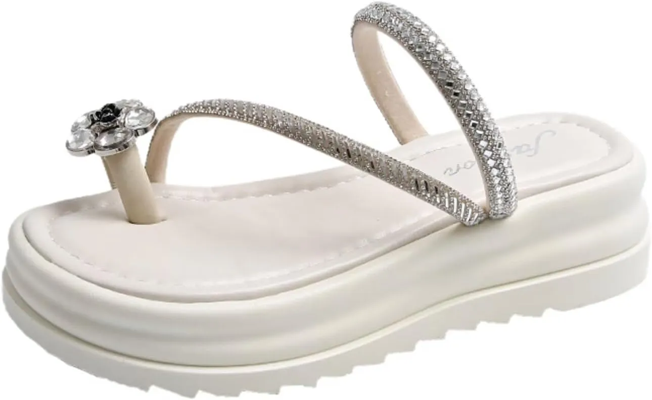 Platform Thick-soled Sandals for Women to Wear Outside Summer Shoes with Skirt Stripes Two-way Beach Slippers