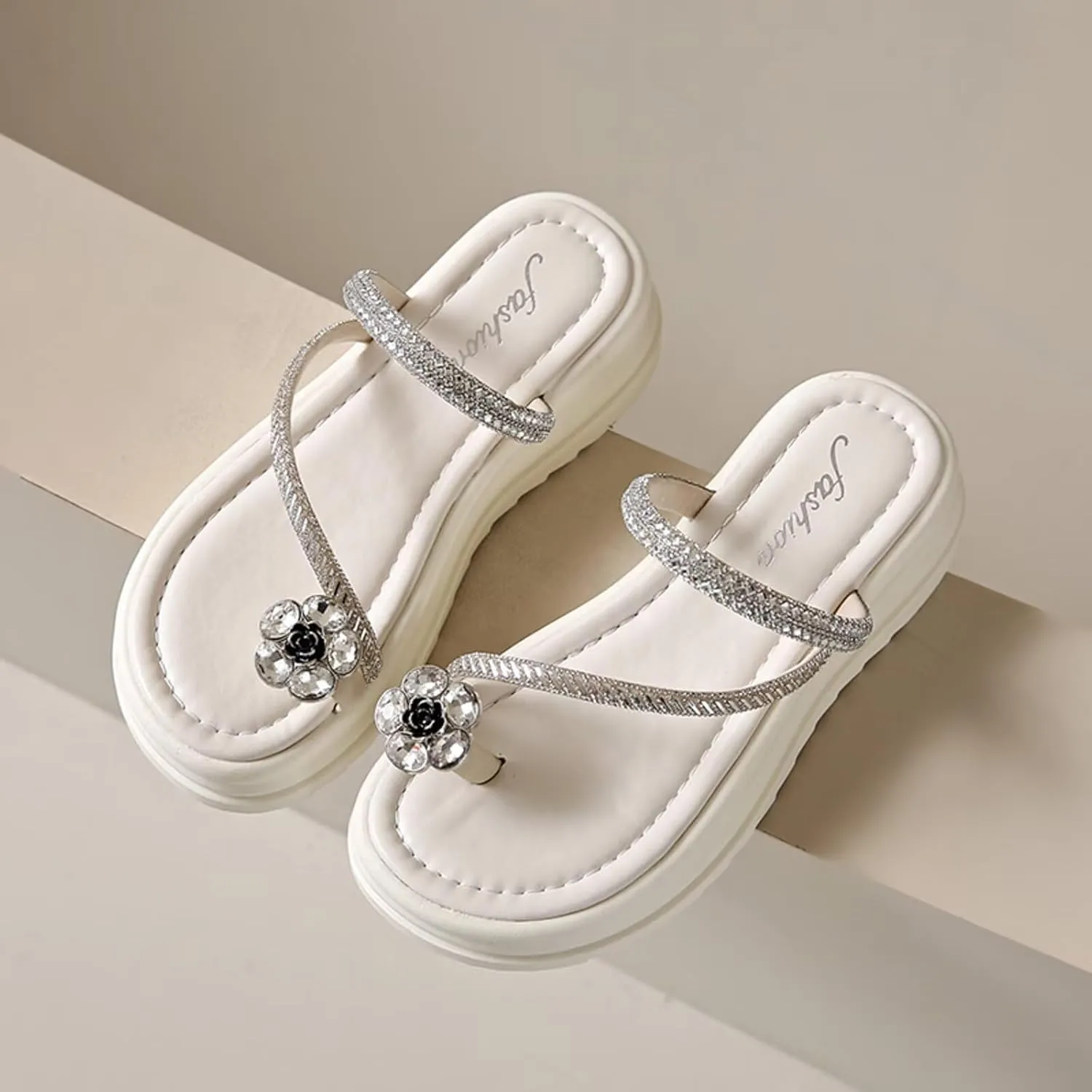 Platform Thick-soled Sandals for Women to Wear Outside Summer Shoes with Skirt Stripes Two-way Beach Slippers