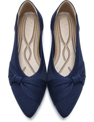 Pointed Toe Flats for Women Ballet Flats Comfortable Dressy Knit Lightweight Casual for Work Office Womens Flats