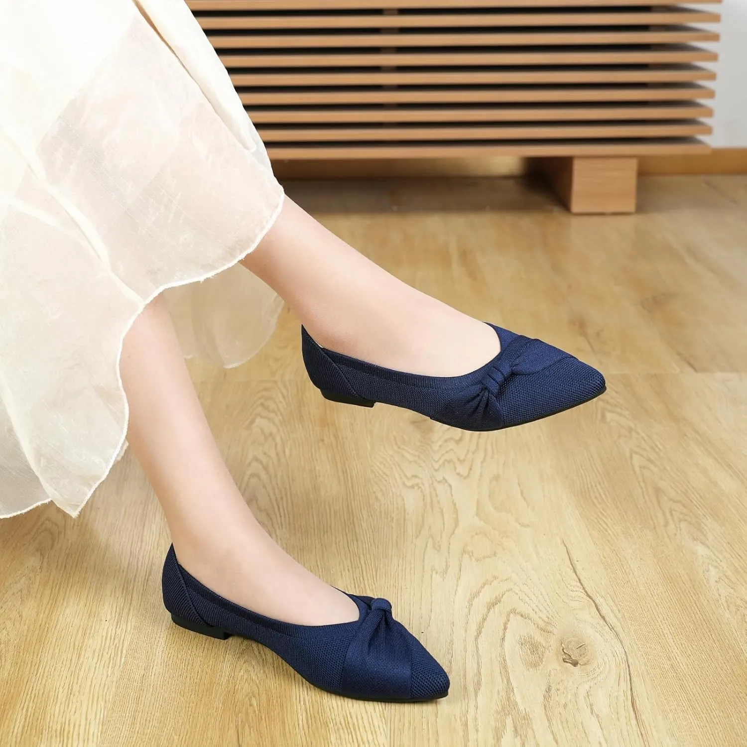 Pointed Toe Flats for Women Ballet Flats Comfortable Dressy Knit Lightweight Casual for Work Office Womens Flats
