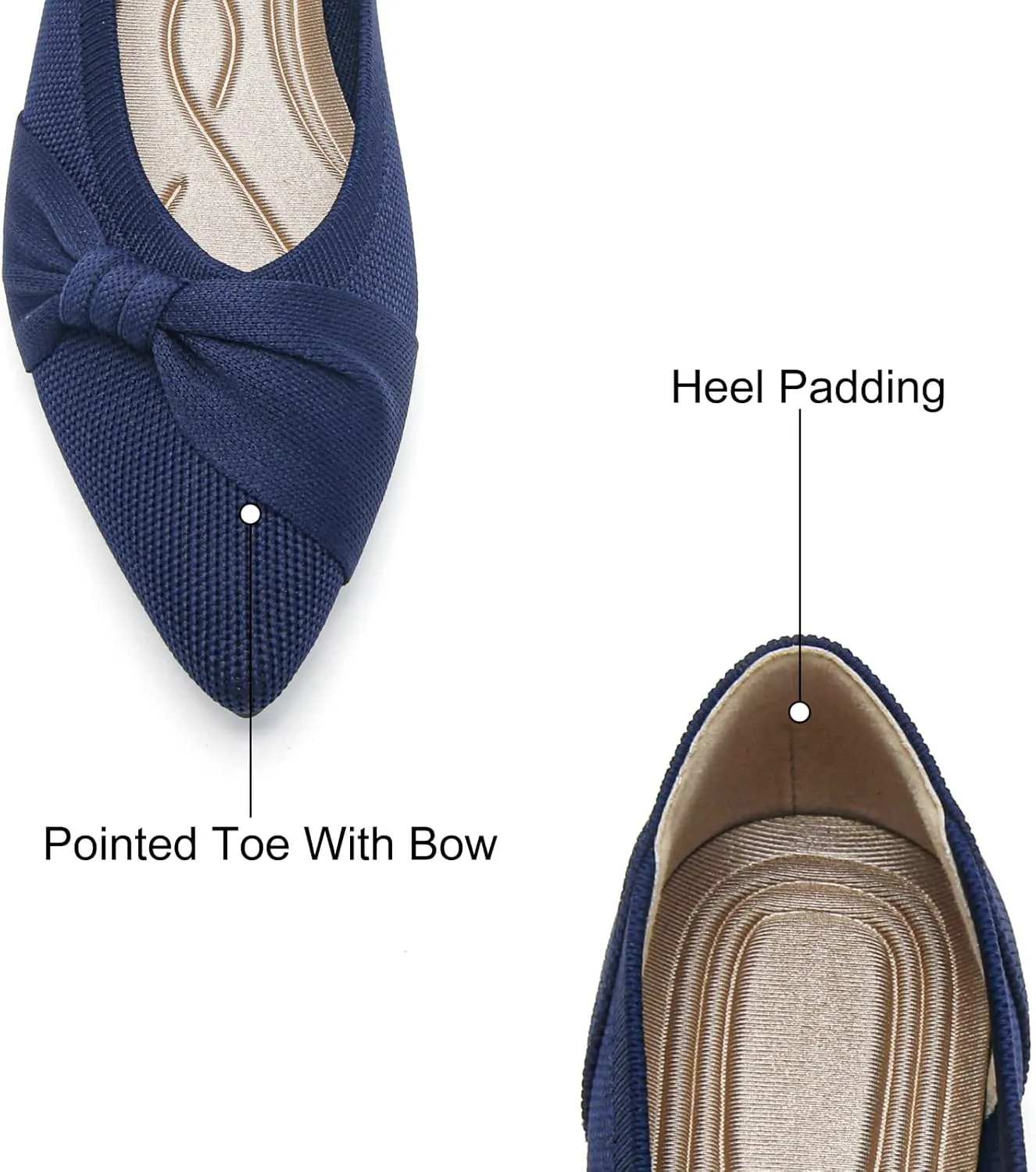 Pointed Toe Flats for Women Ballet Flats Comfortable Dressy Knit Lightweight Casual for Work Office Womens Flats