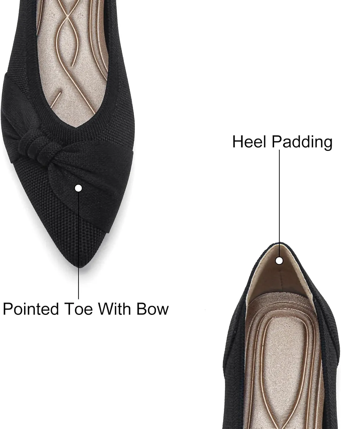 Pointed Toe Flats for Women Ballet Flats Comfortable Dressy Knit Lightweight Casual for Work Office Womens Flats
