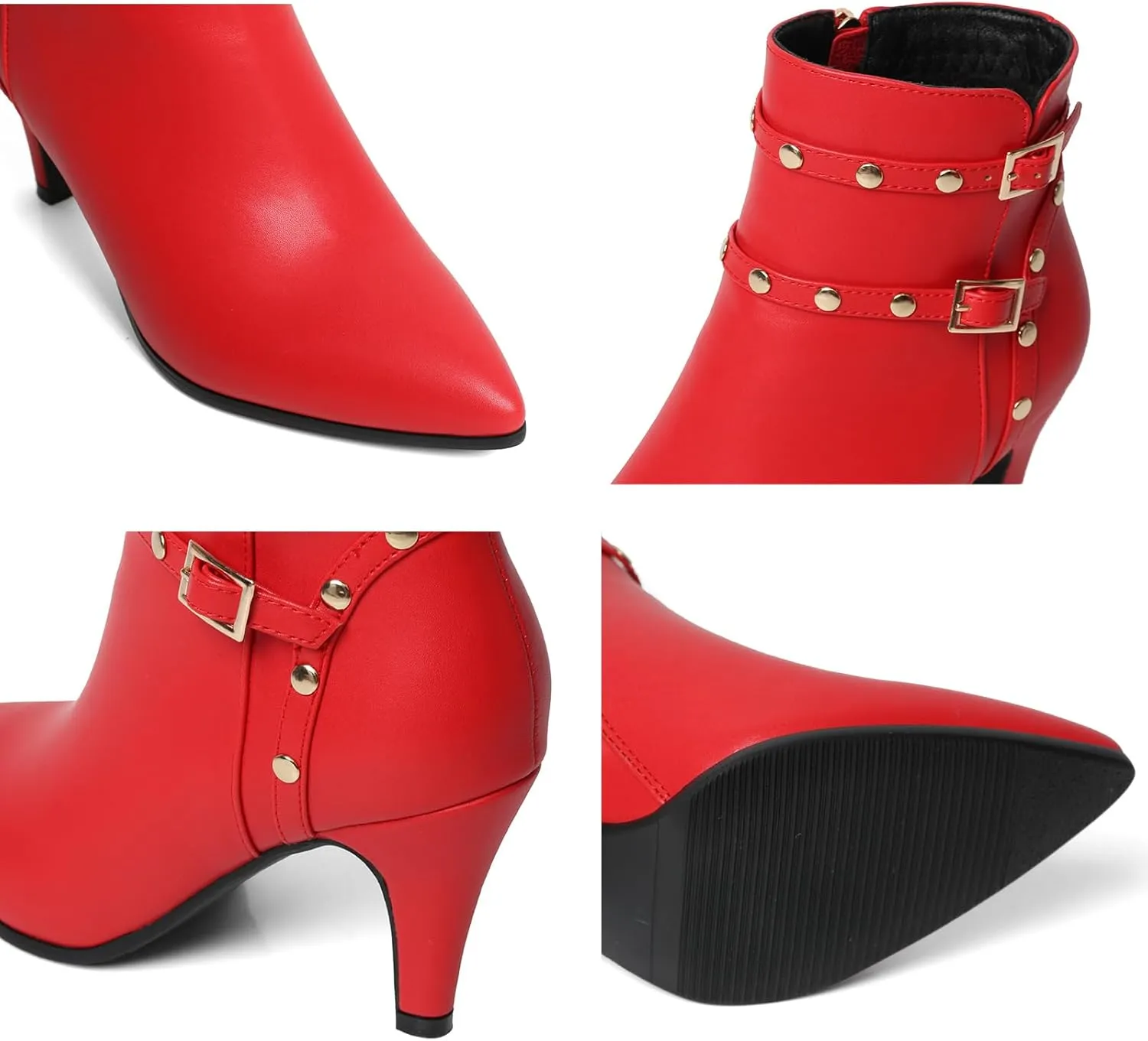 Pointed Toe Kitten Heel Boots For Women Black Booties For Women Rivets Ankle Boot Fashion Shoes